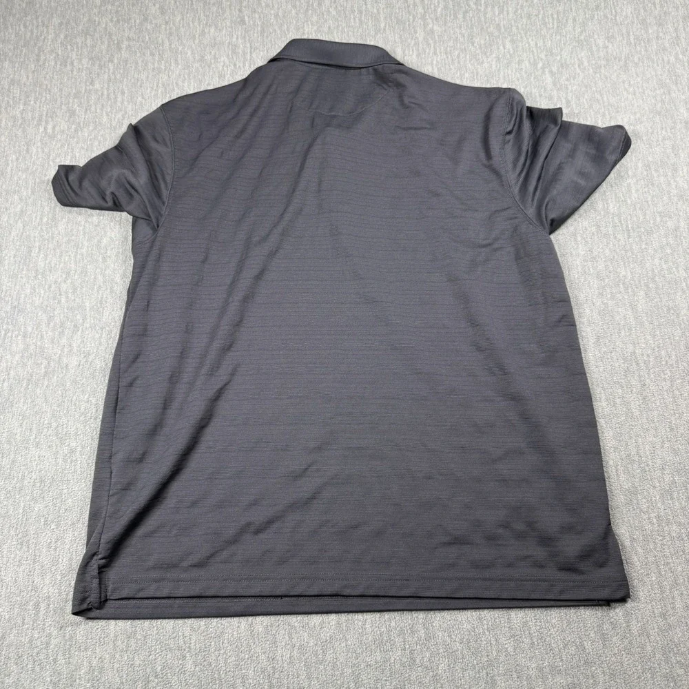 R&R Casual Shirt Mens Large Gray Horizontal Stripe Short Sleeve Polo Golf Polyes